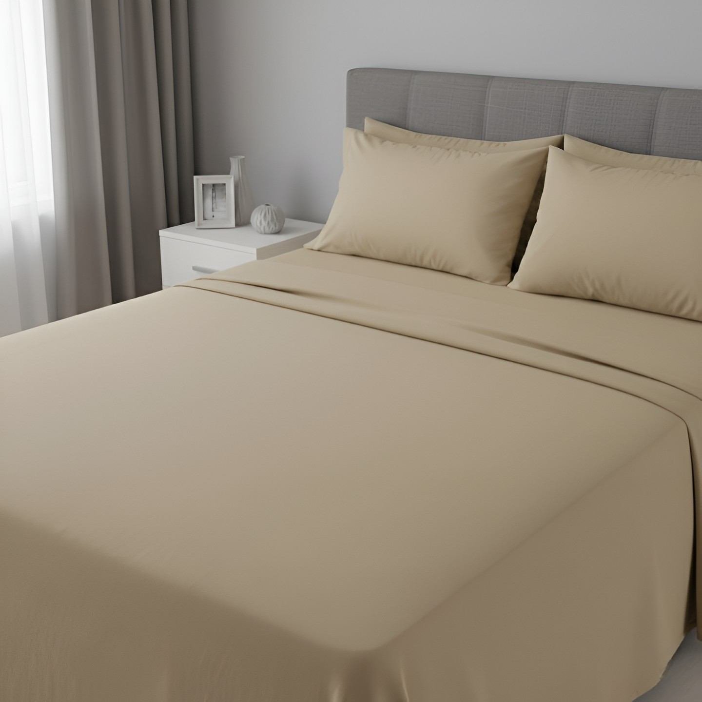Beige King Bedsheet Set Made with Organic Cotton