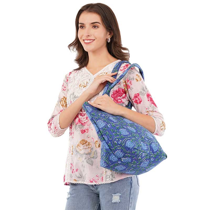 Senora-blue-wide-cotton-quilted-tote-bag