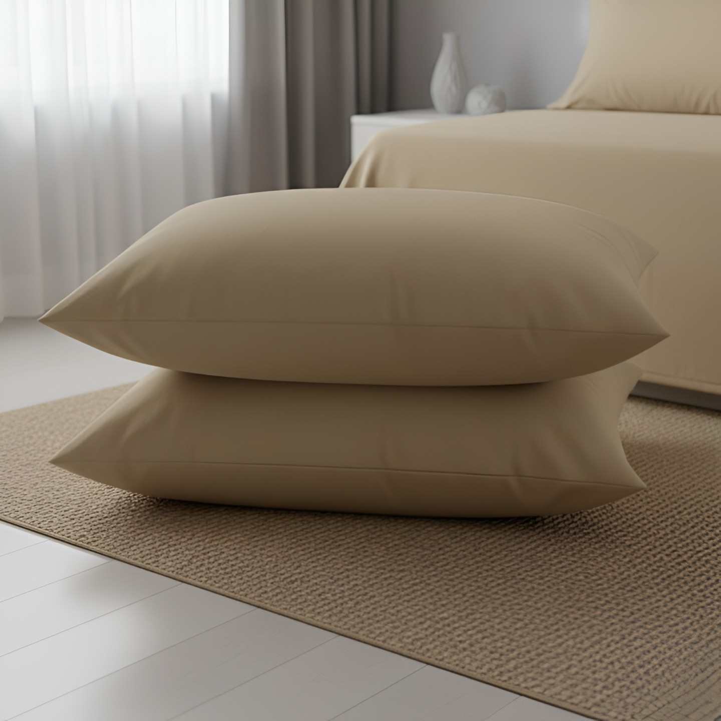 Soft Beige Organic Cotton Bedsheet for King Size Bed