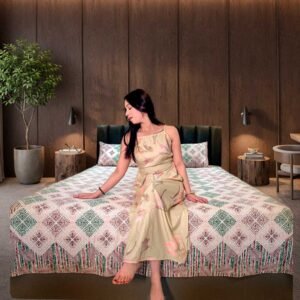 SENORA 180 TC Cotton King Size Bedsheet – Pink with Green & Maroon Print