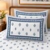 Blue hand block printed cotton bedsheet for king size bed