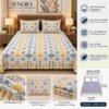 Cotton King Bedsheet with Ornamental Design and Pillow Covers