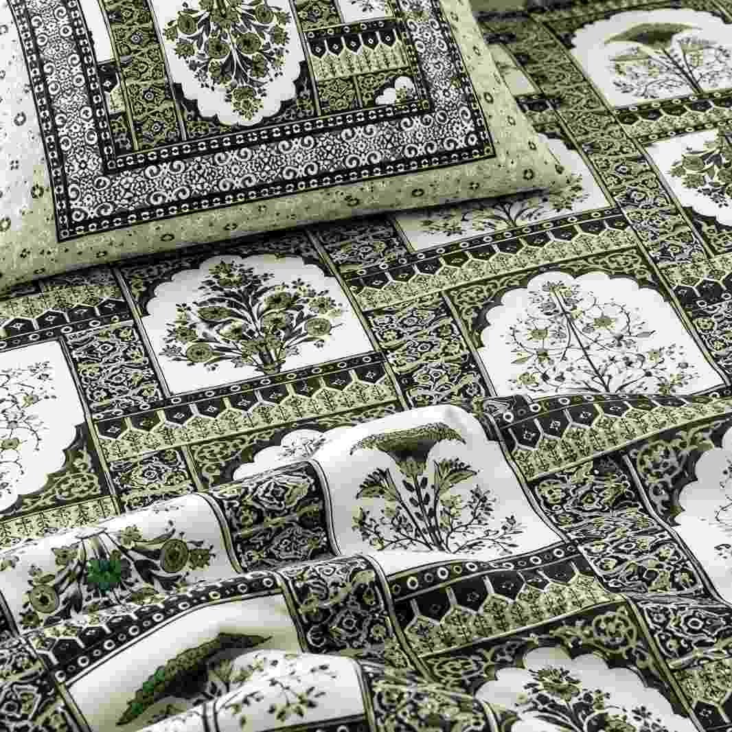 Ethnic print king size bedsheet with 2 matching pillow covers