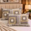 Ornamental pattern cotton bedsheet for king size bed with pillow covers