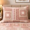 Pink Cotton King Bedsheet with Ethnic Geometric Design