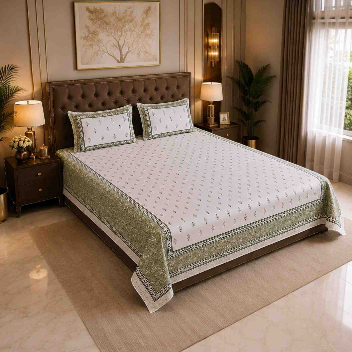 SENORA 180 TC King Size Cotton Bedsheet with Premium Floral Pattern