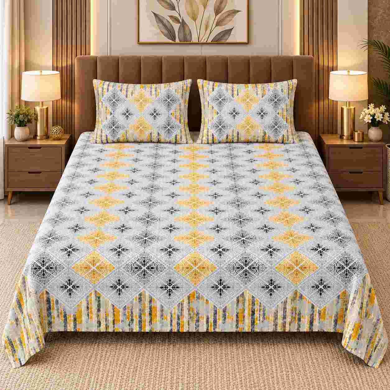 SENORA Lifestyle Ornamental Print King Size Cotton Bedsheet