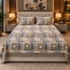 SENORA Lifestyle cotton king size ornamental print bedsheet with 2 pillow covers