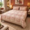 SENORA Pink Ethnic Geometrical King Size Cotton Bedsheet