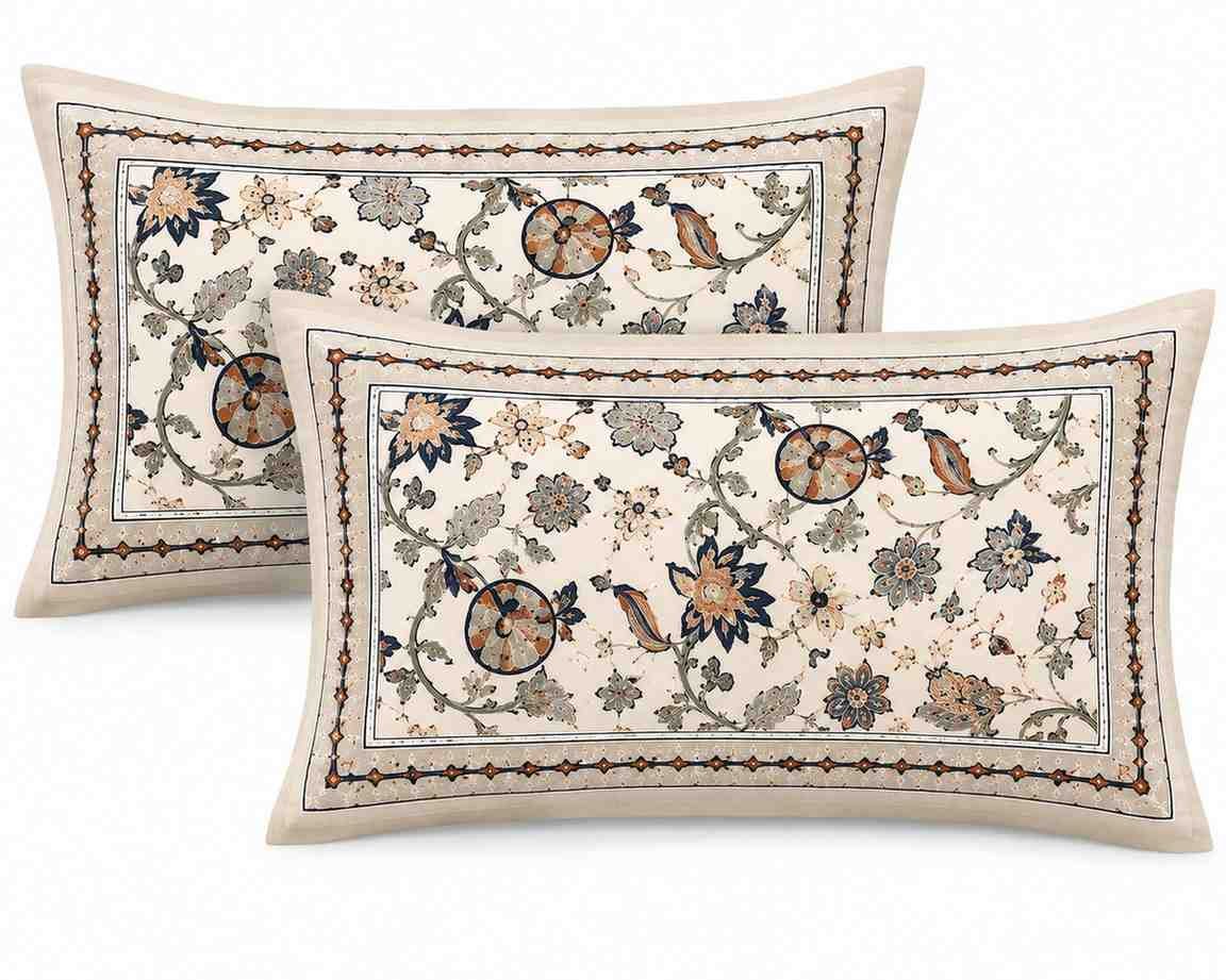 Soft & Breathable Earthy Floral King Size Cotton Bedsheet by SENORA