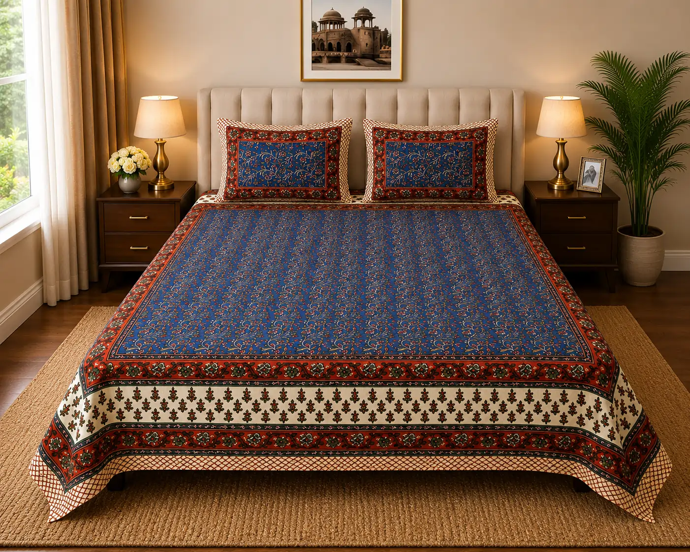 Soft Jaipuri bedsheet set for modern bedroom décor Soft Jaipuri bedsheet set for modern bedroom décor