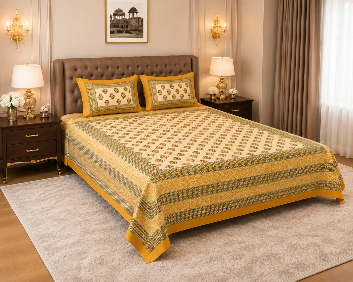Soft king size Jaipuri floral bedsheet design Soft king size Jaipuri floral bedsheet design