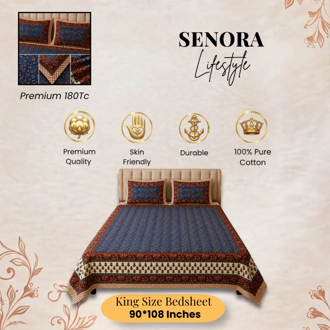 SENORA Lifestyle Jaipuri hand block cotton bedsheet SENORA Lifestyle Jaipuri hand block cotton bedsheet