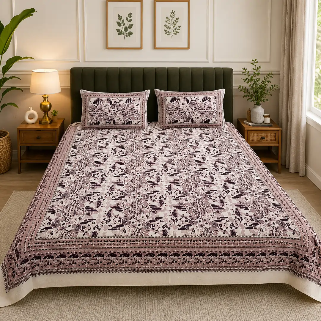 SENORA Lifestyle brown floral king bedsheet SENORA Lifestyle brown floral king bedsheet