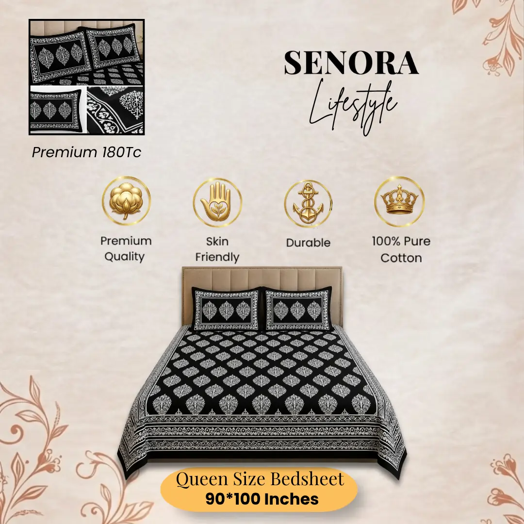 Cotton Floral Printed Bedsheet with Pillow Covers by SENORA Lifestyle Cotton Floral Printed Bedsheet with Pillow Covers by SENORA Lifestyle