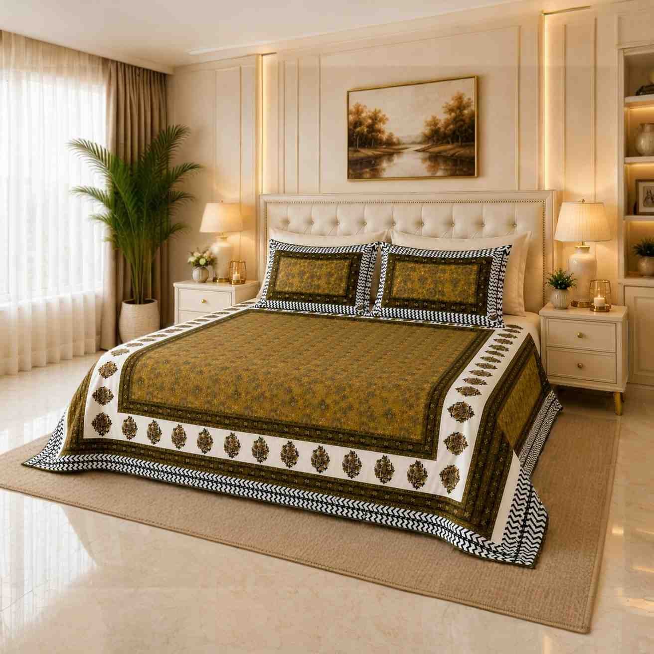 Premium Super King 108 × 108 Cotton Bedsheet by SENORA Lifestyle