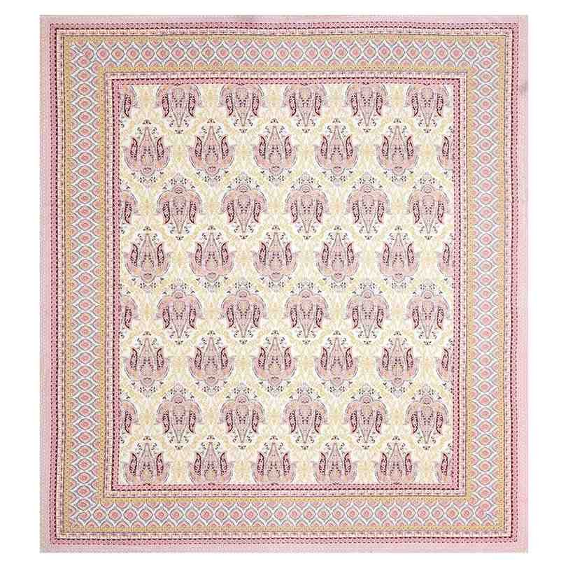 Jaipuri-inspired grey floral block print cotton bedsheet set